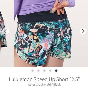 Lululemon Speed Up Short *2.5” size 6 Color Crush Multi/Black